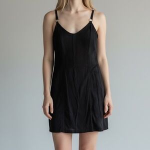 Black Sleeveless Dress with Ring Details